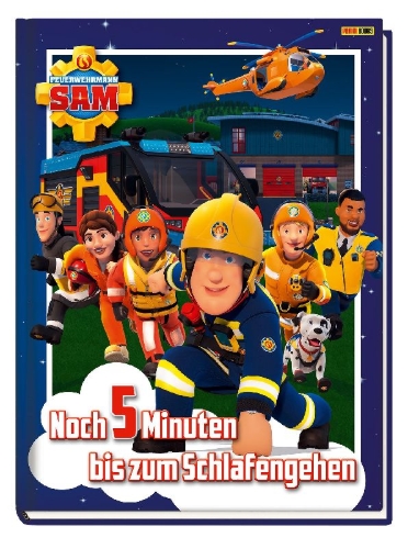 Buchcover und Innenansicht für das Buch: Feuerwehrmann Sam: Noch 5 Minuten bis zum Schlafengehen