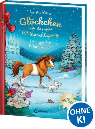Buchcover und Innenansicht für das Buch: Glöckchen, das Weihnachtspony - Ein magisches Winterwunder