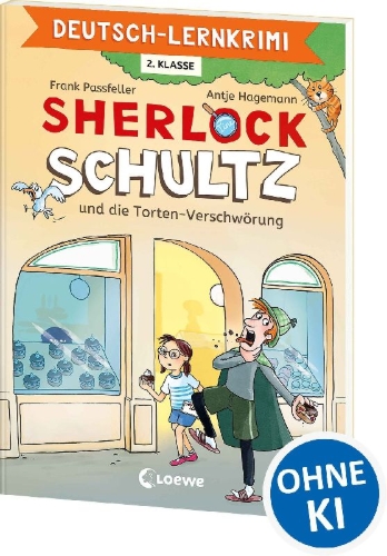 Buchcover und Innenansicht für das Buch: Deutsch-Lernkrimi - Sherlock Schultz und die Torten-Verschwörung