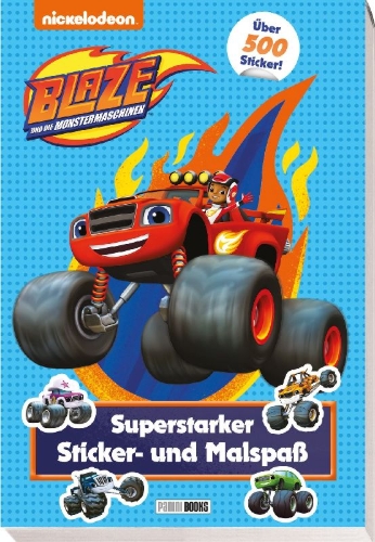 Buchcover und Innenansicht für das Buch: Blaze und die Monstermaschinen: Superstarker Sticker- und Malspaß