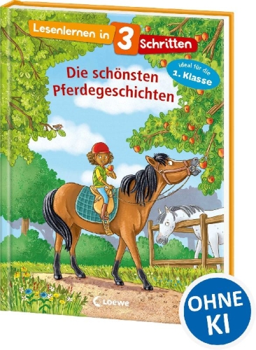 Buchcover und Innenansicht für das Buch: Lesenlernen in 3 Schritten - Die schönsten Pferdegeschichten