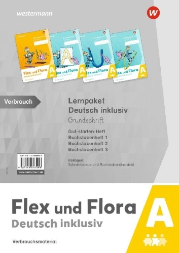 Buchcover und Innenansicht für das Buch: Flex und Flora Lernpaket Deutsch inklusiv A (Grundschrift)