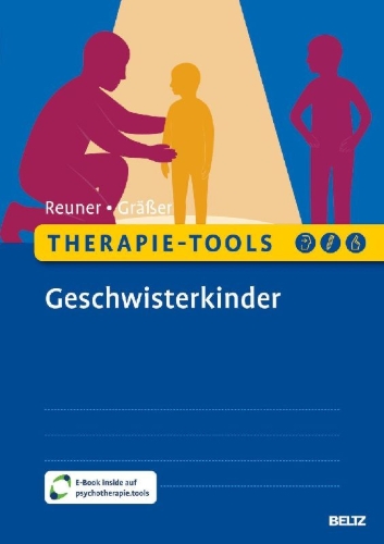 Buchcover und Innenansicht für das Buch: Therapie-Tools Geschwisterkinder