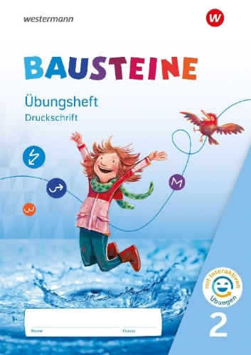 Buchcover und Innenansicht für das Buch: BAUSTEINE Sprachbuch und Spracharbeitshefte 2. Übungsheft. Druckschrift mit interaktiven Übungen