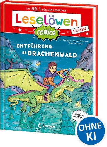 Buchcover und Innenansicht für das Buch: Leselöwen Comics 1. Klasse - Entführung im Drachenwald