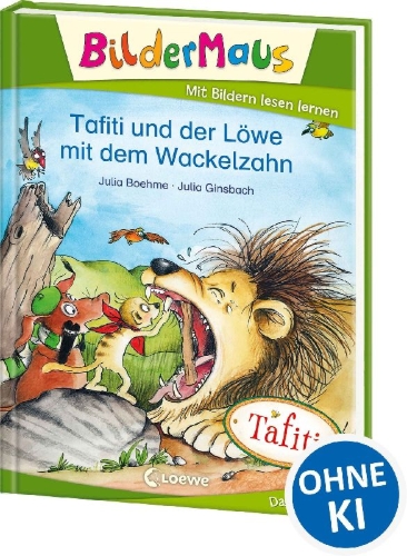 Buchcover und Innenansicht für das Buch: Bildermaus - Tafiti und der Löwe mit dem Wackelzahn