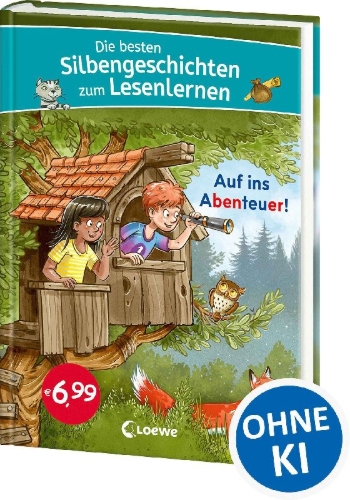 Buchcover und Innenansicht für das Buch: Die besten Silbengeschichten zum Lesenlernen - Auf ins Abenteuer!