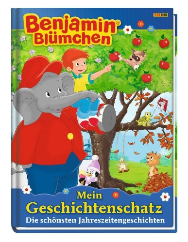 Buchcover und Innenansicht für das Buch: Benjamin Blümchen: Mein Geschichtenschatz: Die schönsten Jahreszeitengeschichten