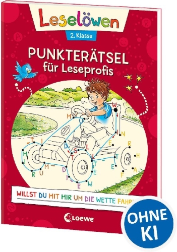 Buchcover und Innenansicht für das Buch: Leselöwen Punkterätsel für Leseprofis - 2. Klasse (Rot)