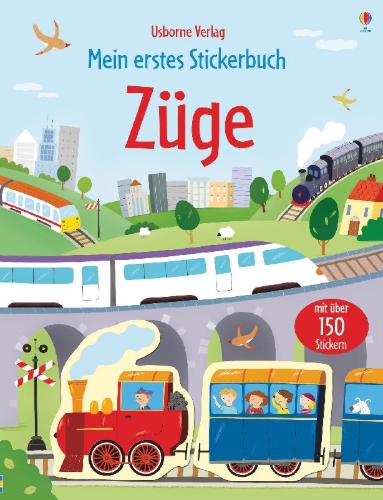 Buchcover und Innenansicht für das Buch: Mein erstes Stickerbuch: Züge