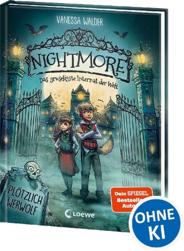 Buchcover und Innenansicht für das Buch: Nightmore - Das gruseligste Internat der Welt (Band 1)