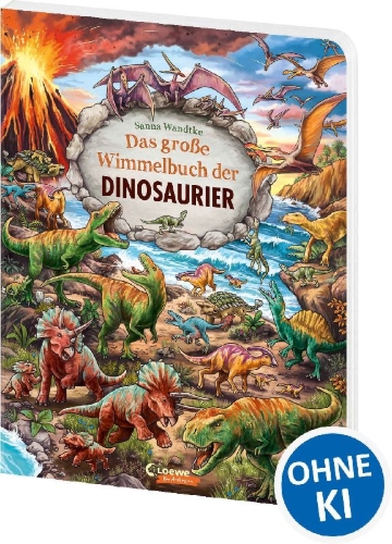 Buchcover und Innenansicht für das Buch: Das große Wimmelbuch der Dinosaurier