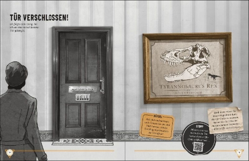 Buchcover und Innenansicht für das Buch: The Museum Heist: A Mystery Agency Puzzle Book
