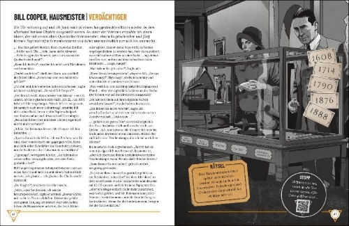 Buchcover und Innenansicht für das Buch: The Museum Heist: A Mystery Agency Puzzle Book