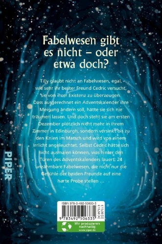 Buchcover und Innenansicht für das Buch: Winterblütenmagie. Der zauberhafte Adventskalender mit 24 Fabelwesen