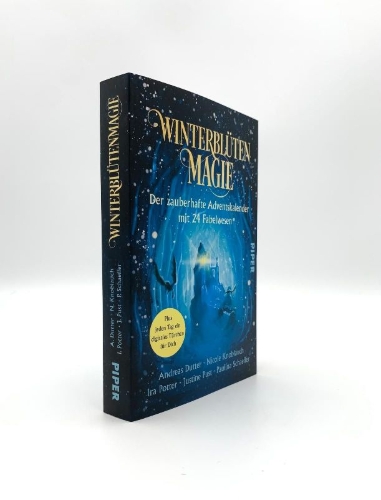 Buchcover und Innenansicht für das Buch: Winterblütenmagie. Der zauberhafte Adventskalender mit 24 Fabelwesen