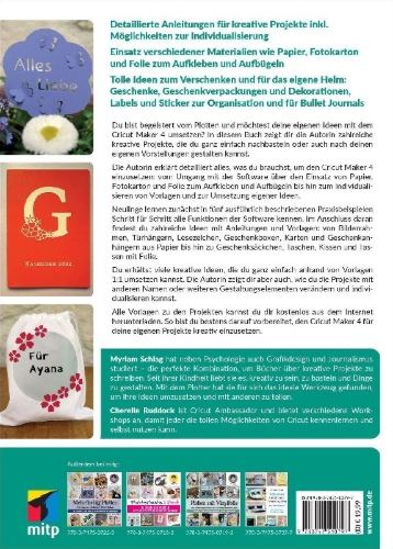 Buchcover und Innenansicht für das Buch: Plotten mit dem CRICUT MAKER 4