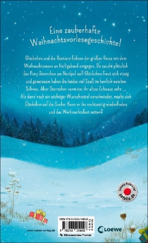 Buchcover und Innenansicht für das Buch: Glöckchen, das Weihnachtspony - Ein magisches Winterwunder