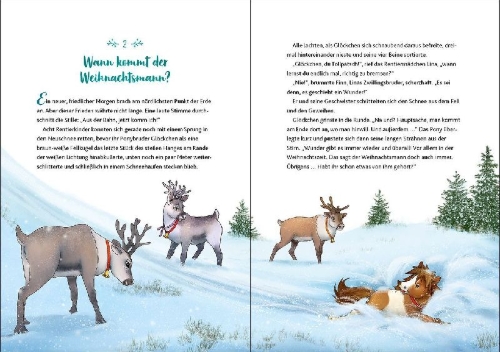 Buchcover und Innenansicht für das Buch: Glöckchen, das Weihnachtspony - Ein magisches Winterwunder