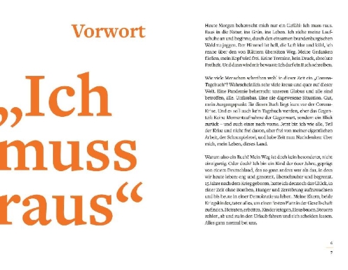 Buchcover und Innenansicht für das Buch: Ich muss raus