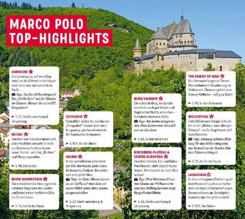Buchcover und Innenansicht für das Buch: MARCO POLO Reiseführer Luxemburg