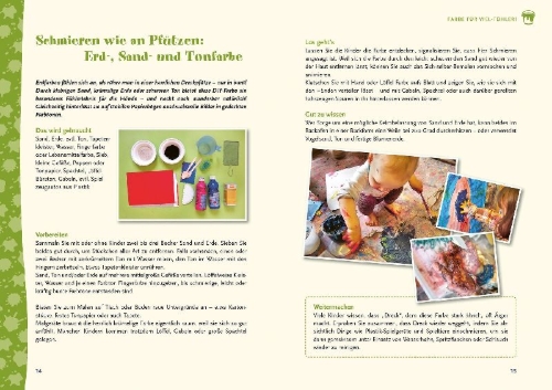 Buchcover und Innenansicht für das Buch: Spielen mit Krippenkindern: malen, matschen, kneten