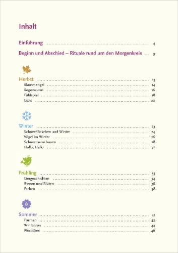 Buchcover und Innenansicht für das Buch: Spielen mit Krippenkindern: Morgenkreis