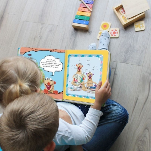 Buchcover und Innenansicht für das Buch: Trötsch Jan und Henry Puzzlebuch mit 4 Puzzle