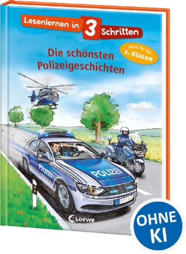 Buchcover und Innenansicht für das Buch: Lesenlernen in 3 Schritten - Die schönsten Polizeigeschichten