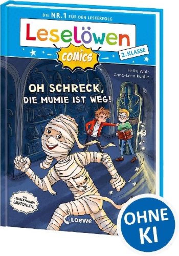 Buchcover und Innenansicht für das Buch: Leselöwen Comics 2. Klasse - Oh Schreck, die Mumie ist weg!