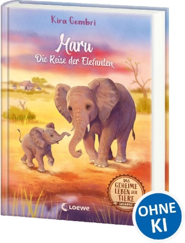 Buchcover und Innenansicht für das Buch: Das geheime Leben der Tiere (Savanne) - Maru - Die Reise der Elefanten