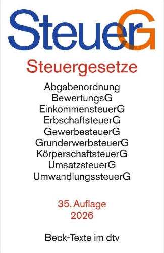 Buchcover und Innenansicht für das Buch: Steuergesetze. SteuerG