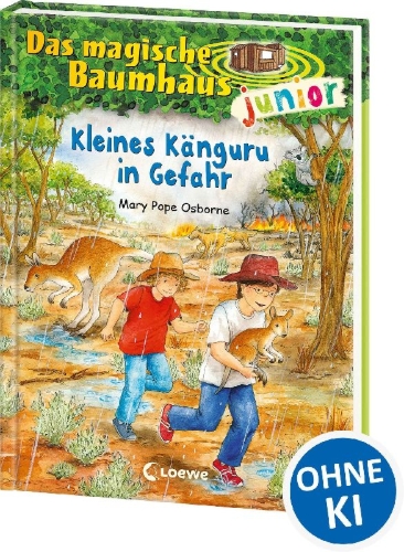 Buchcover und Innenansicht für das Buch: Das magische Baumhaus junior 18 - Kleines Känguru in Gefahr