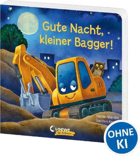 Buchcover und Innenansicht für das Buch: Gute Nacht, kleiner Bagger!