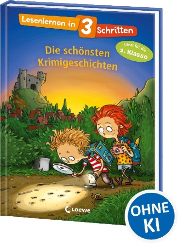 Buchcover und Innenansicht für das Buch: Lesenlernen in 3 Schritten - Die schönsten Krimigeschichten