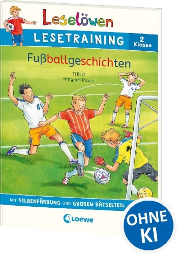 Buchcover und Innenansicht für das Buch: Leselöwen Lesetraining 2. Klasse - Fußballgeschichten