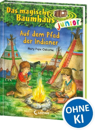 Buchcover und Innenansicht für das Buch: Das magische Baumhaus junior 16 - Auf dem Pfad der Indianer