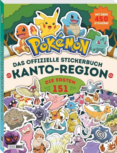 Buchcover und Innenansicht für das Buch: Pokémon: the official Sticker Book of the Kanto Region