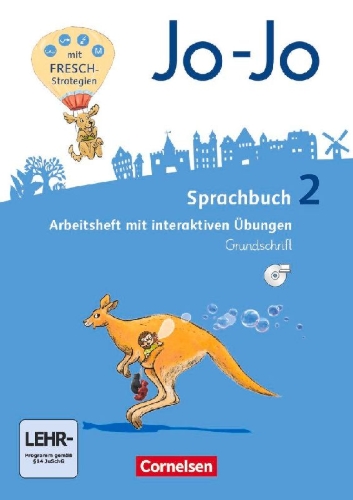 Buchcover und Innenansicht für das Buch: Jo-Jo Sprachbuch - Allgemeine Ausgabe  2016. 2. Schuljahr - Arbeitsheft in Grundschrift - Mit interaktiven Übungen