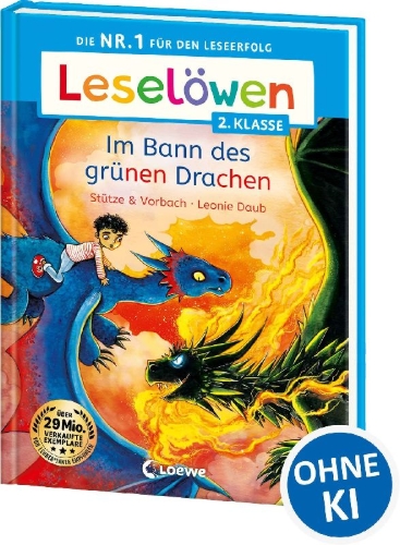 Buchcover und Innenansicht für das Buch: Leselöwen 2. Klasse - Im Bann des grünen Drachen