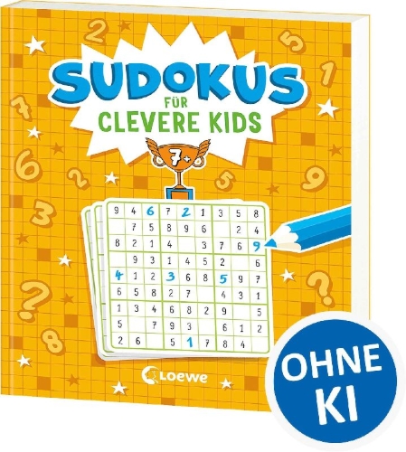 Buchcover und Innenansicht für das Buch: Sudokus für clevere Kids 7+ [gelb]