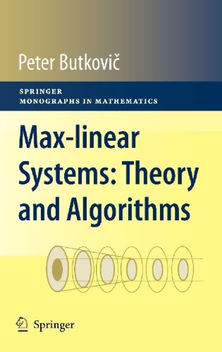 Buchcover und Innenansicht für das Buch: Max-linear Systems: Theory and Algorithms