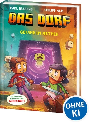 Buchcover und Innenansicht für das Buch: Das Dorf (Band 2) - Gefahr im Nether
