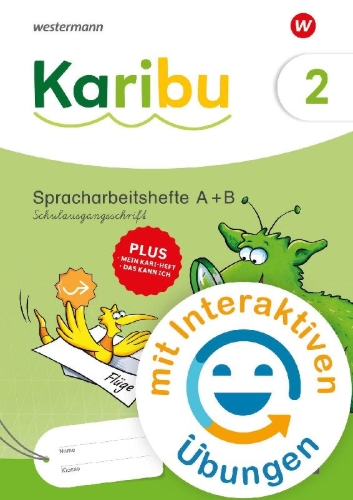 Buchcover und Innenansicht für das Buch: Karibu Spracharbeitshefte 2 Schulausgangsschrift mit interaktiven Übungen