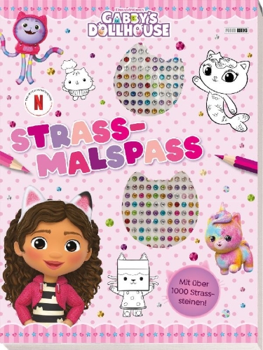 Buchcover und Innenansicht für das Buch: Gabby's Dollhouse: Mein Strass-Malspaß