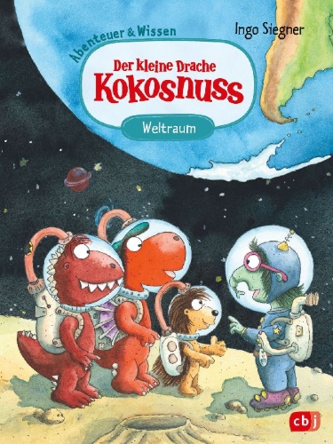 Buchcover und Innenansicht für das Buch: Der kleine Drache Kokosnuss - Abenteuer & Wissen - Weltraum
