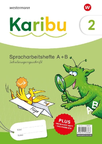 Buchcover und Innenansicht für das Buch: Karibu. Spracharbeitshefte 2 Schulausgangsschrift mit Diagnoseheft