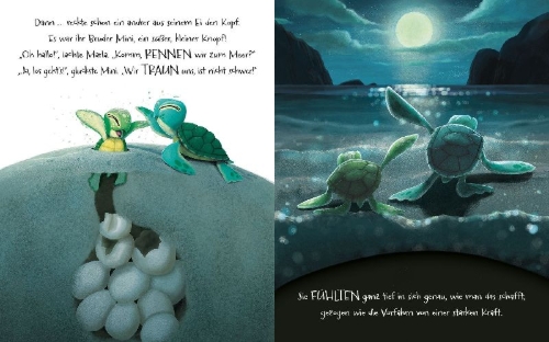 Buchcover und Innenansicht für das Buch: The Turtle Who Turned the Tide