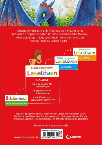 Buchcover und Innenansicht für das Buch: Leselöwen 1. Klasse - Notfall im Drachenpark