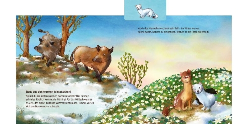Buchcover und Innenansicht für das Buch: Was machen die Tiere im Frühling?